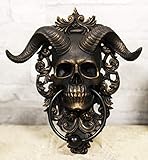 Ebros Sabbatic Goat of Mendes Samael Lilith Baphomet Horned God Skull Hanging Door Knocker with Built in Striker Plate Wall Decor Plaque with Lace Filigree 9.5" High