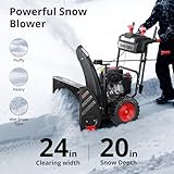 AMERISUN 24-Inch Gas Snow Blower with 212cc 4-Cycle OHV Engine, Recoil Start, 40Ft Snow Throwing for Decks, Driveways, and Sidewalks