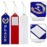 150 Pieces Award Ribbons 1st, 2nd, 3rd Place Flat Carded Set First Place Prizes with Event Card and Rope for Competition, Sports Event, School, Contests, Blue Red White