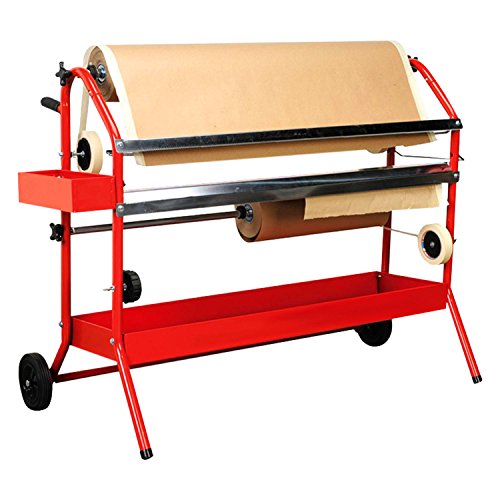 TCP Global 36" Mobile Multi-Roll Masking Machine for Auto Body, Painting, Masking Paper Dispenser with 2 Paper Bars, 4 Tape Rollers, Storage Trays & Cutting Blade