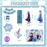 Frozen Birthday Party Supplies, Frozen Party Decorations 82 PCS Include Frozen Backdrop Snowflake Balloon Garland Arch Kit, Elsa, Anna and Olaf Foil Balloon and Happy Birthday Banner for Kids Birthday