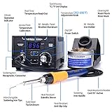 YIHUA 939D+ Digital Soldering Station, 75W Equivalent with Precision Heat Control (392°F to 896°F) and Built-in Transformer. ESD Safe, Lead Free with °C/°F display (Black)