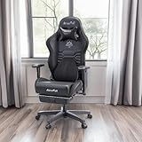 AutoFull C3 Gaming Chair, Racing Style Gaming Chair with Ergonomic Lumbar Support,Adjustable High Back PU Leather PC Chair with Footrest,Black