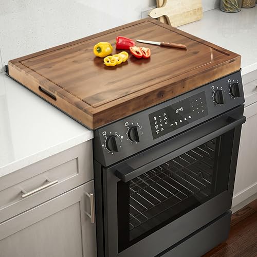 TIDITA Acacia Stove Top Covers for Electric Stove - Noodle Board for Gas Stovetop - Stove Top Covers for Gas Burners - Wooden Kitchen Sink Cover for Counter Space & Decorative Tray (Walnut, 30" x 22")