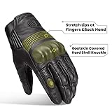 ILM Goatskin Leather Motorcycle Motorbike Powersports Racing Gloves Touchscreen for Men and Women Model DN01(L, Black Unperforated)