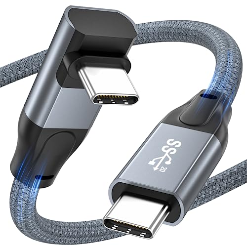 USB C to USB C Cable 100W Fast Charging Cable, Right Angle 20Gbps USB C Data Transfer 4K@144Hz/60Hz 8K@30Hz Video 90 Degree USB Type C Monitor Cable Compatible with MacBook iPad Pro Samsung S23/22