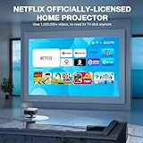 [Netflix Officially&AI Auto Focus]AuKing Smart Projector with Wifi and Bluetooth,Auto Focus&Keystone Projector 4K, 3D DoIby Audio, 800ANSI Outdoor Projector with Omnidirectional Rotating Stand(Grey)