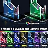 OAPRIRE Controller Holder Headset Stand with Lights, 3 Tier Acrylic Gaming Controller Stand for PS4, PS5, PC, Switch, Universal Design (Black)