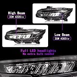 Archaic Headlights for 10th Gen Honda Civic 2016-2022, LED Head Lamp with Sequential Turn Signal for Civic Sedan/Coupe/Hatchback, Headlight Assemblies for EX/LX/Sport/Touring/Si/Type R, Pair