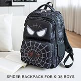 JIANYA Kids Backpack for School Boys, Spider School Bag for Elementary Kids Children 3pcs Boys Backpack with Lunch Box & Pencil Case, Black