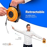 EXTNGO Retractable Network Cable Extender, 50 Feet CAT 6 Ethernet Cable Flat-Portable 1Gbps Data Speed-Swiftly Setup Temp Networks-Cascadable Male-Female RJ45 Connector-UTP Cable Reel