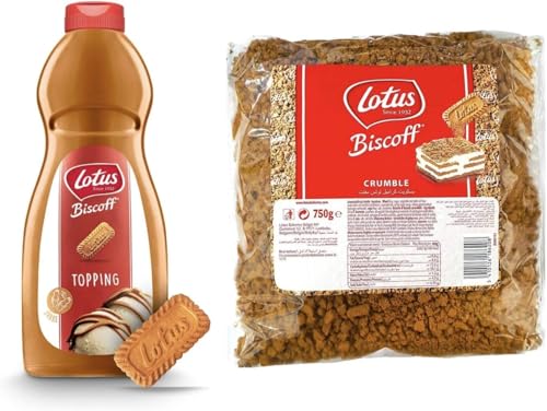 Lotus Biscoff Topping Sauce 2.2 lb (1kg) Squeezy Bottle and Lotus Biscoff Crushed Crumbs 1.6 lb(750g) Ultimate Dessert Bundle by Magic Market