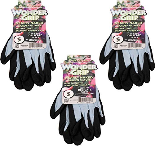 Wonder Grip Nearly Naked Gloves, (Small, 3 Pack, Assorted Colors)