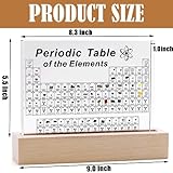 SETHVILL Large Periodic Table with 83 Real Elements Inside, Acrylic Periodic Table of Chemical Elements with Wooden Stand & Magnifier, Periodic Table Display with Elements for Teacher Students