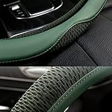 LKWLIKEI Car Steering Wheel Cover, Universal 15 inch, The Latest Microfiber Leather Breathable Technology Fabric, Non-Slip, Comfortable, Warm in Winter and Cool in Summer, Green