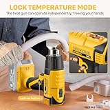 SEEKONE Cordless Heat Gun for Dewalt 20V Battery, Dual Temperature Settings 572℉ and 1022℉ Fast Heating Hot Air Gun with 3 Nozzles for Shrink Tubing, Vinyl Wrap, Crafting, Electronics (No Battery)