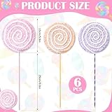 JellyArch 6 Pcs 16'' Large Candy Lollipop Decoration Candyland Birthday Party Decor Lollipop Ornament Valentines Candy Land Photo Prop with Stick for Christmas Valentines Day Birthday Party