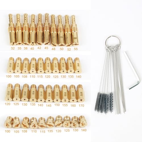 40Pcs Carburetor Main Jets Replacement for Mikuni jet kit VM/TM/TMX Hex Style Carburetor Accessories Kit with cleaning brush and small wrench (40PCS)