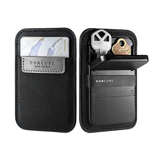 PUNCUBE Men’s Card Holder Wallet,Slim Minimalist Wallet with Key Holder and Phone Stand, Key Wallet, RFID Blocking Wallet (Dark Grey)
