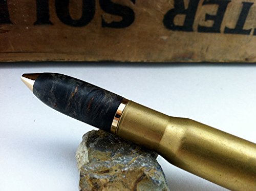 Black Dyed Maple Burl Spent 50 Caliber Machine Gun Bullet Cartridge Writing Pen. Free Laser Engraving