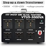 LVYUAN 5000 Watt Voltage Converter Transformer Heavy Duty Step Up/Down AC 110V/120V/220V/240V Power Converter with 3 US Outlets, 3 Universal Outlets, Resettable Circuit Breaker protection