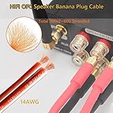 UCINNOVATE 2 Pack HiFi OFC Speaker Cable with Banana Plug to Jumper Spade, Banana Plug to U Fork Plug 14AWG Speaker Wire Cord Jumper Bridge Cable for Speaker Amplifier (6.56FT)