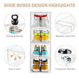 INSTY 12 Pack Shoe Storage Boxes, Stackable Clear Boxes With Doors, Organizer Containers For Sneakers - Fit US Men's/Women's Size 12 (13.4"x 9.8"x 7.1")