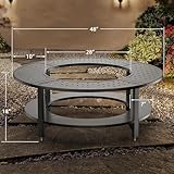 Uniflasy 48" Fire Pit Surround Tabletop for Solo Stove Yukon/Bonfire & Tiki, Powder-Coated Steel Surround Table with Firewood Storage Shelf for Safety & Extra Space, Outdoor Smokeless Fire Pit Table