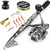 Sougayilang Fishing Rod Combos with Telescopic Fishing Pole Spinning Reels Fishing Carrier Bag for Travel Saltwater Freshwater Fishing-1.8M/5.91FT