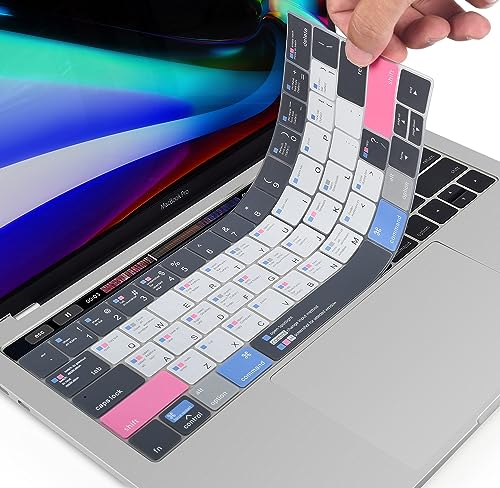 CaseBuy MacBook Pro 13 Inch Keyboard Cover Shortcuts for 2019 2018 2017 2016 MacBook Pro 13" 15" with Touch Bar Model A2159 A1989 A1706 A1990 A1707 MAC OS Shortcut Hot Keys Keyboard Protector