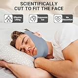 Anti Snore Chin Strap for CPAP Users, Snore Stopper with Adjustable Velcro, Chin Strap for Sleeping Comfortable Stop Snoring Solution, Anti Snoring Devices Breathable and Reusable, Gray, M