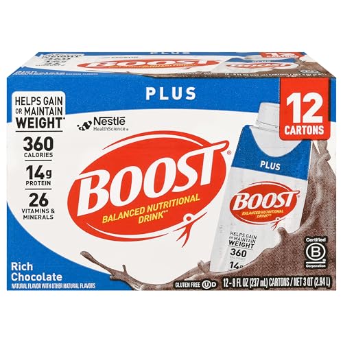 Nestle, Boost Balanced Nutritional Drink Plus Rich Chocolate 12 Bottles, 96 Fl Oz