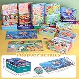 Silipull 20 Boxes Party Favors Jigsaw Puzzles in a Metal Box for Age of 4-8, Wooden Puzzle for Ages 4-8 Boys and Girls Learning Educational Puzzles Toys, 20 Styles