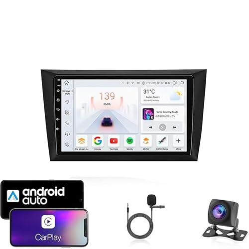 9 Inch Car Radio Compatible for Volkswagen Golf 6 2008-2016 with GPS Navigation CarPlay Android Car Eight-Core 4G Bluetooth WiFi MirrorLink Steering Wheel Remote Control(T4 8 Core 4G+WiFi 4G+64G)