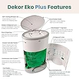 Diaper Dekor EKO Plus Diaper Pail, White | ONLY Eco-Friendly Diaper Pail Made with 70% Recycled Materials | Hands-Free: Step–Drop–Done | Cost-Effective Refill System |Great Cloth Diaper Pail