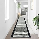 Timo Long Rugs for Hallway 2'x8' Non Slip Water Absorbent Extended Entrance Door Mat, Kitchen Throw Rugs with Rubber Backing Machine Washable Carpet for Corridor Entryway Petmat Office Entryway Black