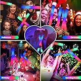 wellent 58 PCS LED Foam Glow Sticks Bulk, Glow in the Dark Party Supplies with 3 Modes Colorful Flashing, Neon Party Favors for Birthday, Wedding, Carnival, Concert, New Year