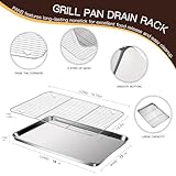 Baking Sheet with Rack Set (3 Pans + 3 Racks) Bakeware，Stainless Steel Cookie Sheet with Cooling Rack, Nonstick Baking Pan, Warp Resistant Baking Tray with Grill