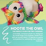 Snugarooz Hootie The Owl Plush Toy with Repair Patch - Crinkle Sounds Sparkly Rainbow Feathers - with Repair Patch - for Medium-Sized Dog