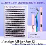 Pawotence Lash Extension Kit DIY 280pcs Individual Lash Clusters Kit 9-16mm 40D Cluster Eyelash Extension Kit with Lash Bond and Seal, Lash Remover, Lash Tweezers for Self Use (40D, 9-16mm, All Kit)