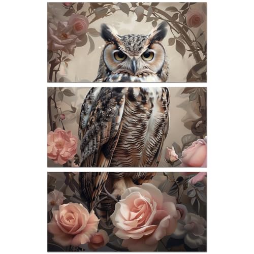 Peacoblue Rub on Transfer Sticker for Furniture Crafts Decor 6"x12" Vintage Owl, 3Pcs Waterproof UV DTF Transfer Sticker for Lingerie Chests Drawer Dresser Glass Porcelain Wood Plastic