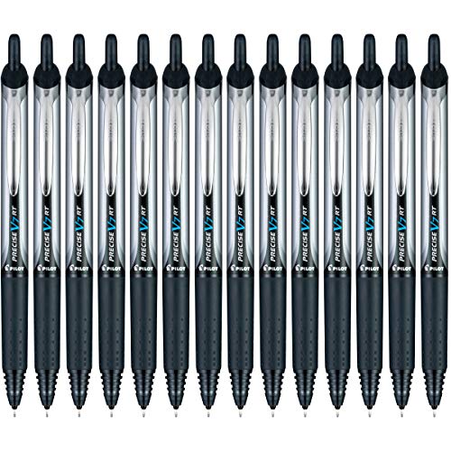 Pilot Precise V7 RT Refillable & Retractable Liquid Ink Rolling Ball Pens, Fine Point (0.7 mm), Black, 14-Pack