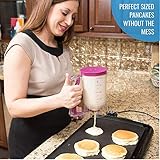 KPKitchen Pancake Batter Dispenser - Kitchen Must Have Tool for Perfect Pancakes, Cupcake, Waffle, Muffin Mix, Cake & Crepe - Easy Pour Baking Supplies for Griddle - Pancake Maker with Measuring Label