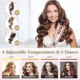 Automatic Curling Iron, Auto Hair Curler Wand with 4 Temperatures & 3 Timers & LCD Display, Curling Iron with 1" Large Rotating Barrel, Dual Voltage Auto Shut-Off Spin Iron for Hair Styling