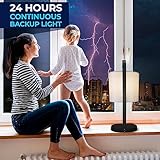 inPOWERED Lights Vertical Lamp Black Modern Electric Night Light or Table Lamp with Wireless Qi Fast Charger, Emergency Battery Back Up, USB Charging, Office, Home (Black), Wireless Charging Lamp