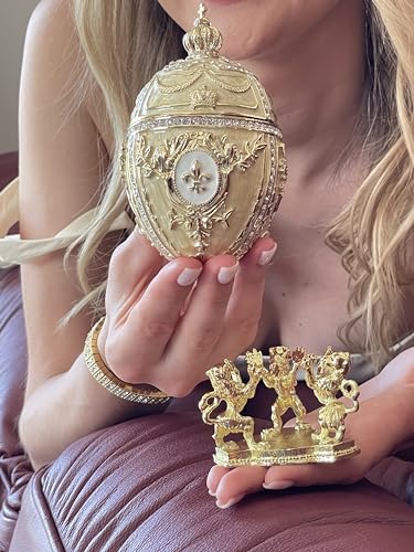 Pierre Lorren Russian Faberge Easter Eggs Collectable Decorative Egg HANDMADE GOLD Decor DIAMOND Crystal Father Boyfriend Gifts for him Birthday Anniversary Artisan Detail Trinket box Luxury 5 Star