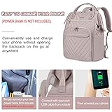 VANKEAN 17 Inch Laptop Backpack for Women Men Fashion Computer Work Bag, Large Capacity Waterproof Backpack with USB Port & RFID Pockets, College Daypack Business Travel Backpack, Light Dusty Pink