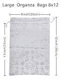 Jexila 50 Pack Christmas Organza Bags 8X12 inch Snowflake Large Christmas Mesh Drawstring Gift Bag for Packing Party Favor Goodie Candy Treat Bags