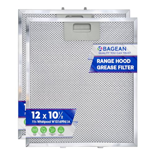 Range Hood Filter Replacement 12" x 10.5" for W10169961A Whirlpool Vent Hood Filter - Aluminum Mesh Stove Vent Filter - Blocks and Filters Kitchen Air Grease in Oven Overhead Exhaust Fan (2)