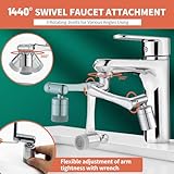 CECEFIN 1080° Swivel Faucet-Extender Sink-Aerator - 2 Mode Splash Water Filter Extension, Kitchen Bathroom 360° Rotatable Spray Attachment, Multifunctional Universal Robotic Arm -Wash Hand/Hair/Face